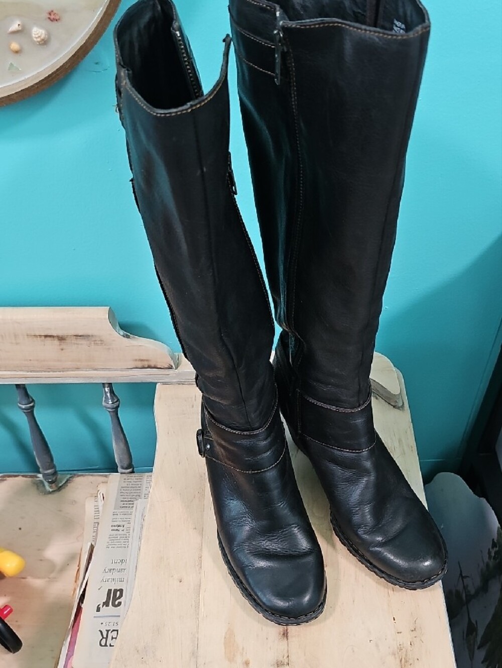 Born Size US 9 Classic Tall Dark Brown Leather Dress Boots - Picture 2 of 10